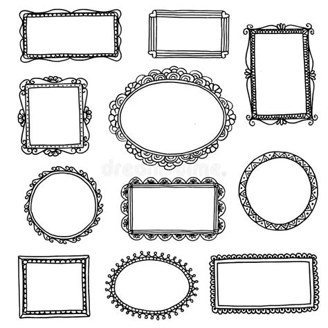Vector Set Of Hand Drawn Square Frames Sketch Elements For You Stock