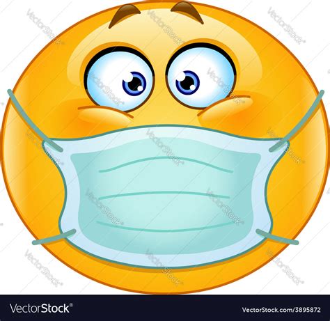 Emoticon With Medical Mask Royalty Free Vector Image