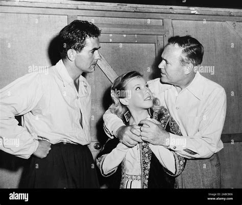the black rose from left tyrone power cecile aubry director henry hathaway on set 1950 tm