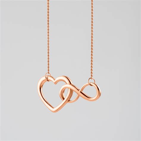 heart and infinity necklace rose gold plated