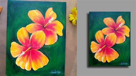 Step By Step Acrylic Painting Flowers On Canvas Hibiscus Painting