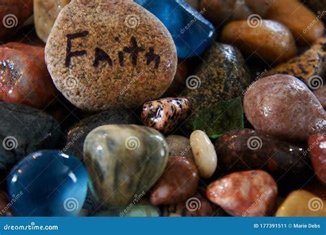 Faith Written On River Rock Stock Image Image Of Words Inspirational