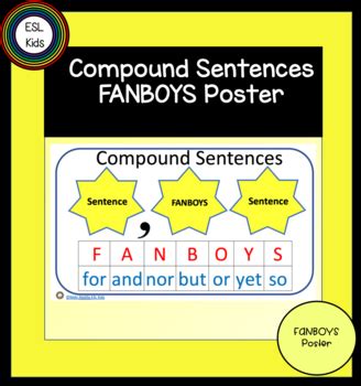 compound sentences fanboys poster  esl kids australia tpt