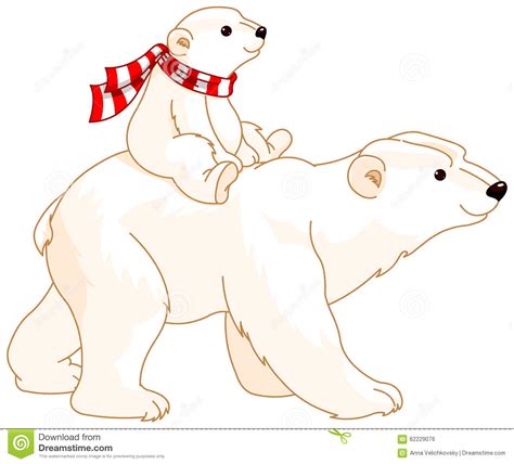 Polar Bear Mom And Baby Stock Vector Illustration Of Cute