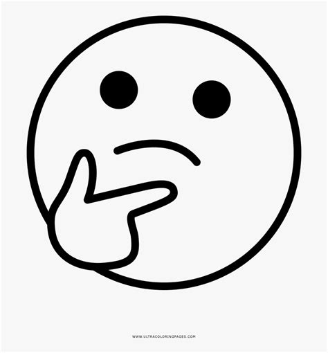 Thinking Face Coloring Page Thinking Emoji Black And White Hd Png