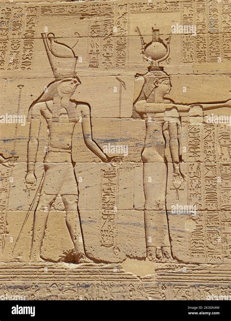 Beautiful Pharaonic Reliefs And Hieroglyphics Carved On The Walls Of