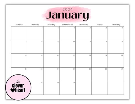 January 2024 Printable Calendar Free Printable Calendars The Clever