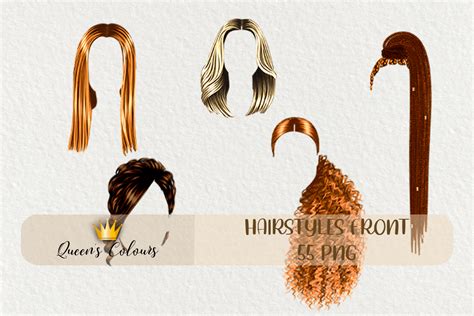 Hairstyles Front Hair Set Clipart Graphic By Queen´s Colours · Creative Fabrica
