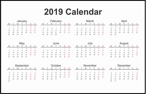 Download 2019 One Page Printable Calendar Calendar Printables