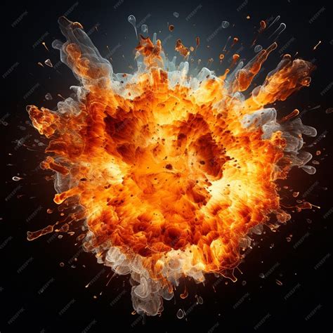 Premium Ai Image Fire Explosion On Black Background Vector