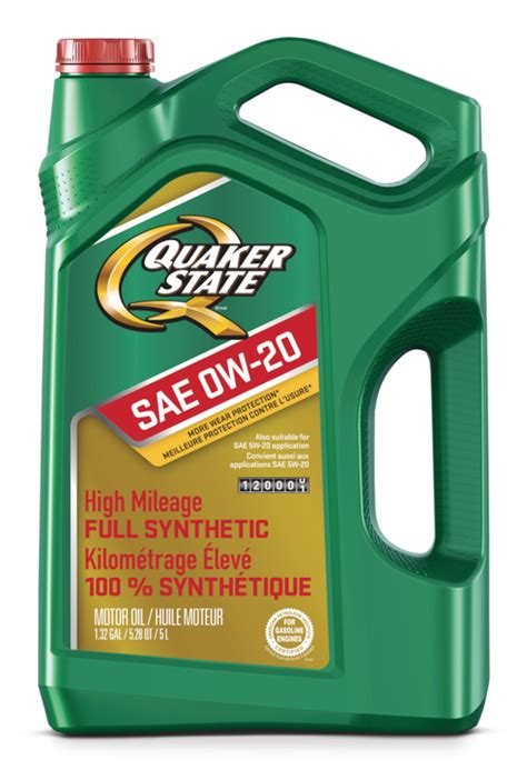 Quaker State High Mileage 0w20 Synthetic Enginemotor Oil 5 L