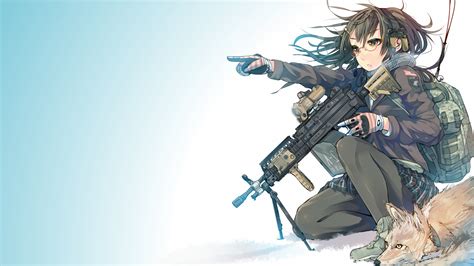 1920x1080 Anime Girls Anime Women With Guns Weapon Glasses Fox