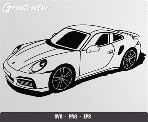 Porsche 911 Turbo 2020 Eps Svg Png Vector Art Etsy