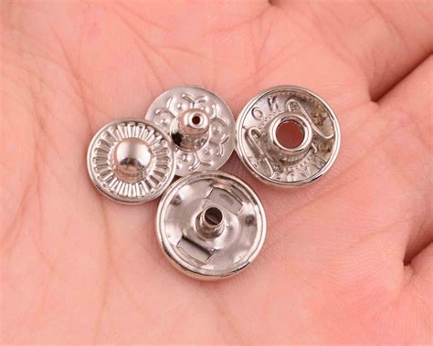 50 Sets Metal Snap Button Silver Snap Buttons 13mm Snap Etsy