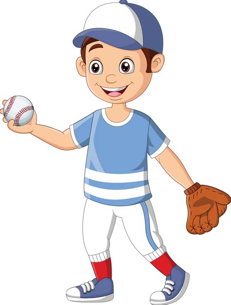 Cartoon Little Boy Playing A Baseball 7098357 Vector Art At Vecteezy