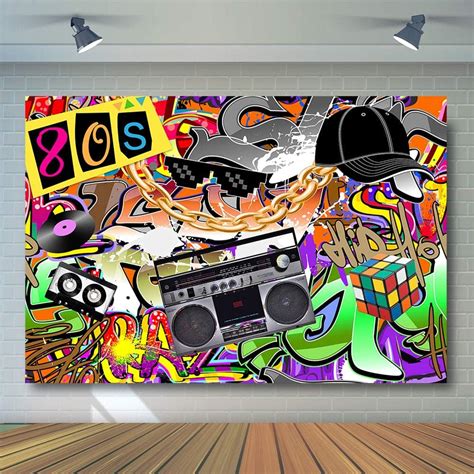 Comophoto Hip Pop 80s Themed Backdrop 80s Graffiti Music
