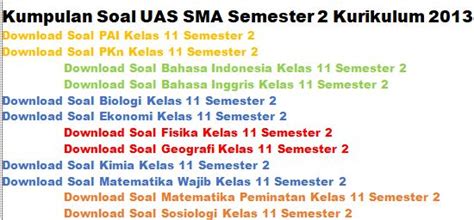 Contoh soal bahasa jawa kelas 11 semester 2 kurikulum 2013. Kumpulan Soal UAS Kelas 11 SMA Semester 2 Kurikulum 2013 ...