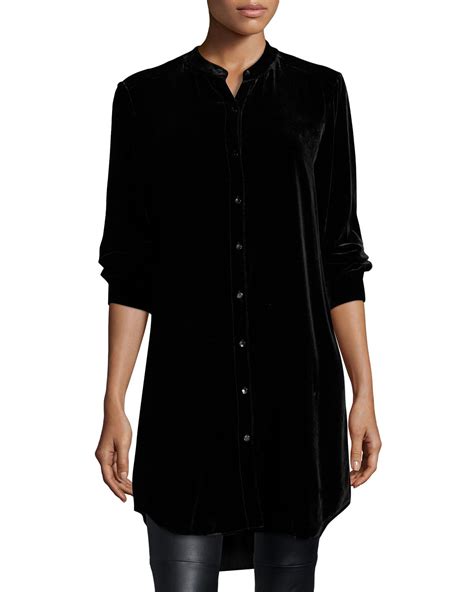 Eileen Fisher Long Washable Velvet Tunic Top Black Plus Size Neiman