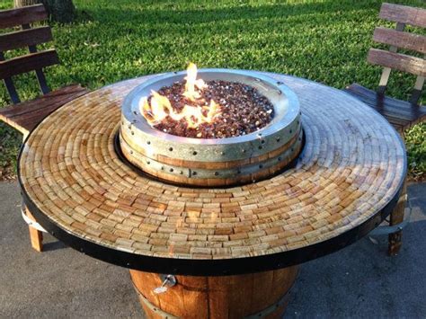 Wine Barrel Gas Fire Pit And Patio Table Etsy Газовый костер