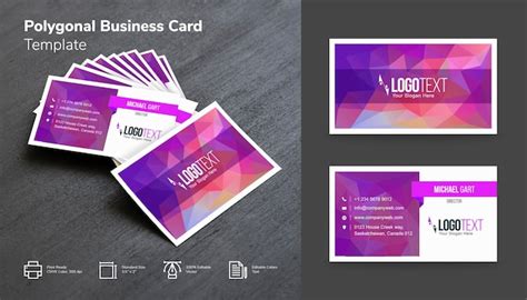 Premium Vector Polygonal Purple And Blue Business Card