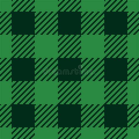Green Buffalo Plaid Seamless Patten Vector Checkered Christmas Green