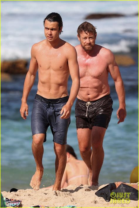 Simon Baker Goes Shirtless During Beach Day With Year Old Son Claude