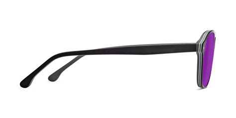 Matt Black Grandpa Acetate Aviator Tinted Sunglasses With Purple Sunwear Lenses 17416