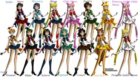 An Image Of Some Cartoon Characters With Different Outfits And Hair Color Choices For Each Character