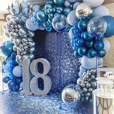 Metallic Blue Balloon Kit 147pcs 18in 12in 5in Metallic Sliver Etsy