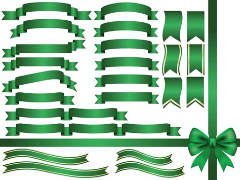 A Set Of Assorted Green Ribbons 181931 Vector Art At Vecteezy