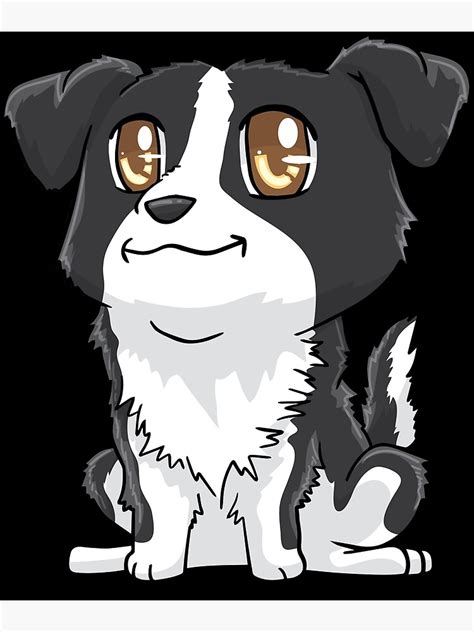 Border Collie Dog Kawaii Cute Anime Poster For Sale By Mealla Redbubble