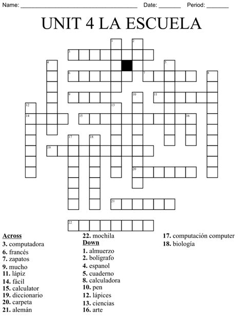 español crucigrama Crossword WordMint