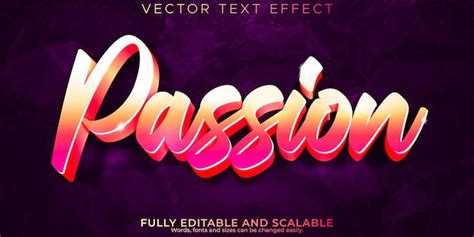 Premium Vector Passion Text Effect Editable Romantic And Love Font Style