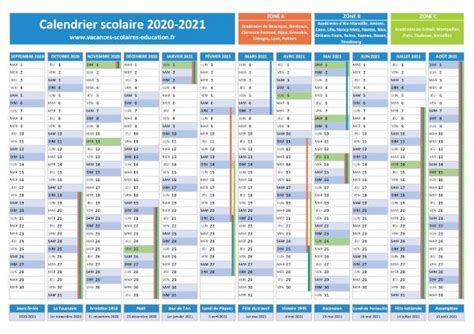 Calendrier Scolaire 2020 2021 Dates Des Vacances Scolaires 2020 2021