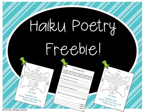Haiku works great as a final project when students have completed a novel for independent reading or for a literature circle. Haiku Poem FREEBIE from my FIVE WEEK POETRY UNIT!!! Example, planning page and final draft paper ...