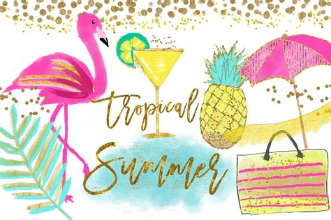 Flamingo Clipart Pineapple Tropical Clip Art Summer