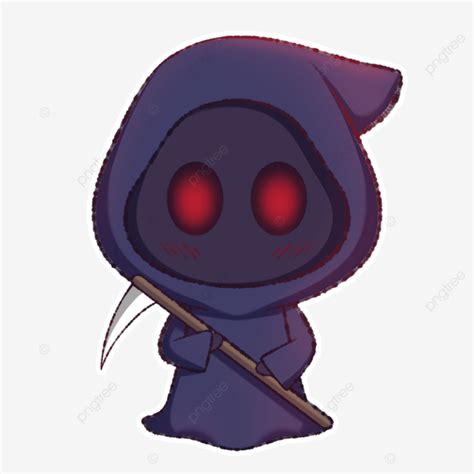 Cute Cartoon Chibi Grim Reaper Halloween Sticker Grim Reaper Angel Of