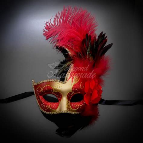 Masquerade Mask Feather Masquerade Mask Feather Masks Mardi Etsy