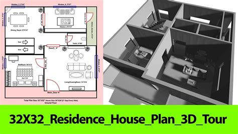 32x32 Residence House Plan 3d Tour Youtube