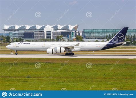 Lufthansa Airbus A340 600 Airplane Munich Airport In Germany Editorial
