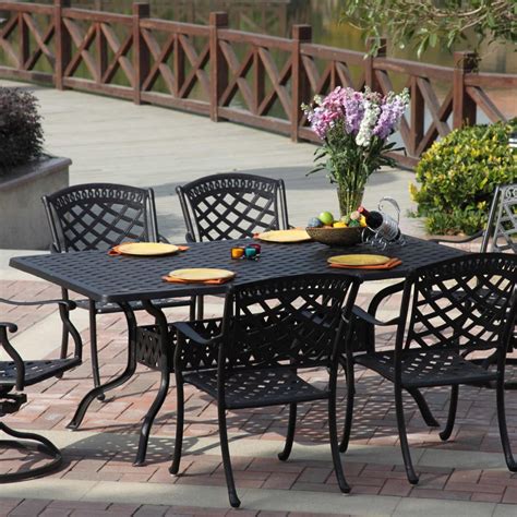 Darlee Sedona Piece Cast Aluminum Patio Dining Set With Lattice Table Antique Bronze BBQGuys