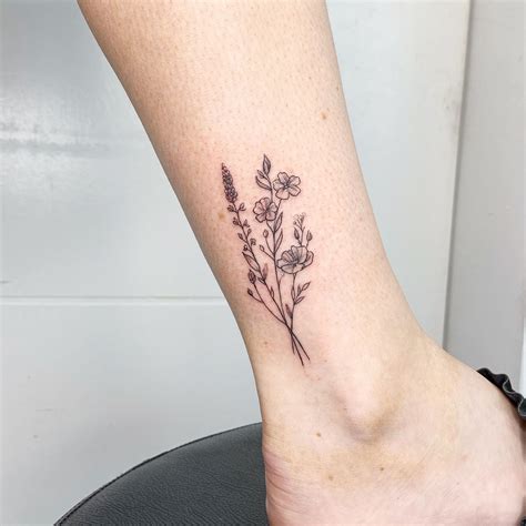 Dainty Flower Tattoos Flower Bouquet Tattoo Flower Tattoo On Ankle