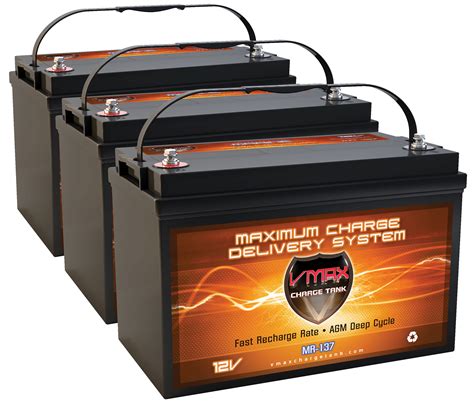 Qty3 Vmax Mr137 120 12v 120ah Agm Deep Cycle Group 31 Batteries For