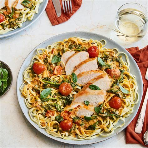 Creamy Sundried Tomato Chicken Linguine With Baby Spinach Cherry