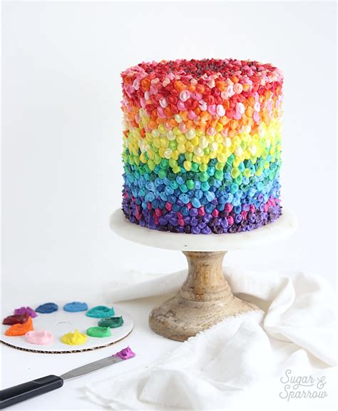 Gradient Rainbow Buttercream Cake Tutorial Sugar And Sparrow