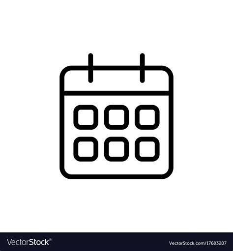 Line Calendar Icon On White Background Royalty Free Vector