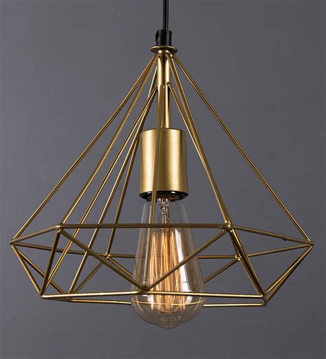 Buy Gold Metal Single Hanging Lights By Homesake Online Geometric Hanging Lights Ceiling