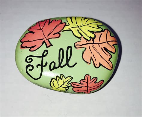Fall Leaves Rock Painting Art Rock Painting Patterns Hand Painted Rocks