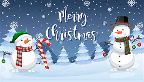 Merry Christmas Snowman Card 414614 Vector Art At Vecteezy