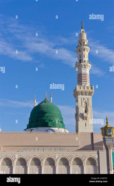 Nabawi Mosque Minaret And Dome In Medina Saudi Arabia The Mosque Is
